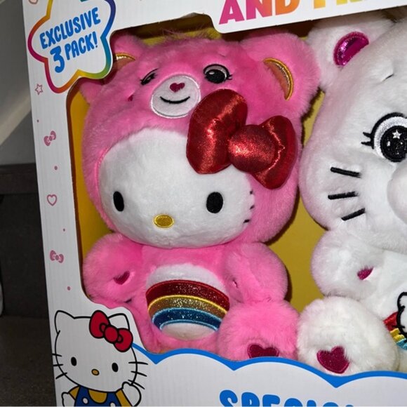 Hello Kitty & Friends x Care Bears Cheer Bear Special Collector Set,Set of 3,NIB - Picture 9 of 16